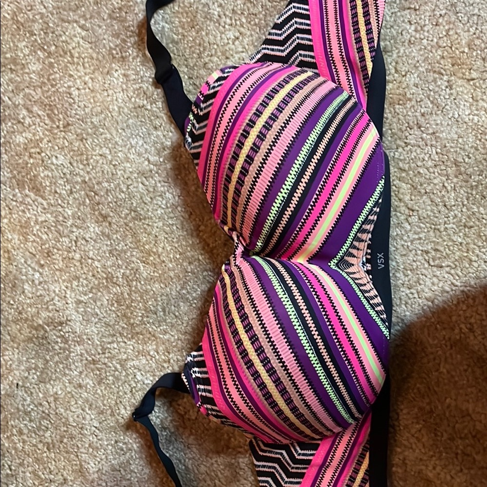 Victoria's Secret Multicolor Striped Sports Bra 38DD